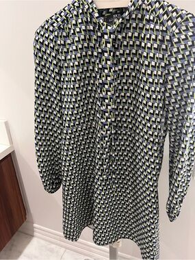 Women’s Geometric Black, Blue, white  Lime Dress